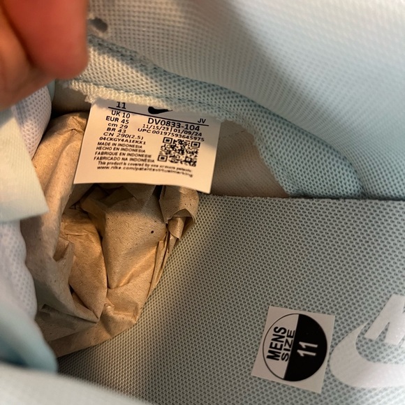 Nike Dunk Low Retro White Glacier Blue Sneaker Men's Shoe Size 11 DV0833 104 - Picture 10 of 11